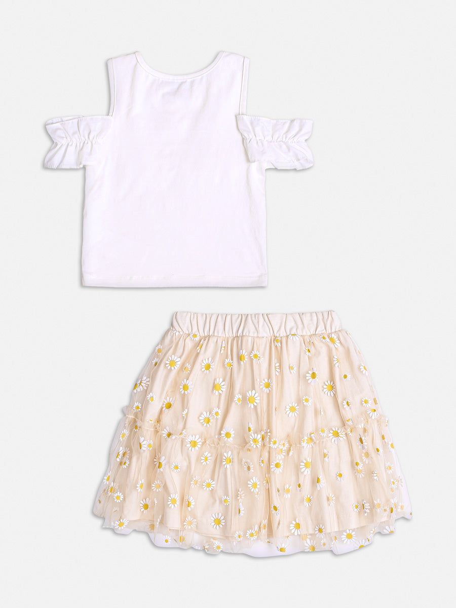 Conjunto Infantil Momi Verão Com Saia e Blusa Margaridas