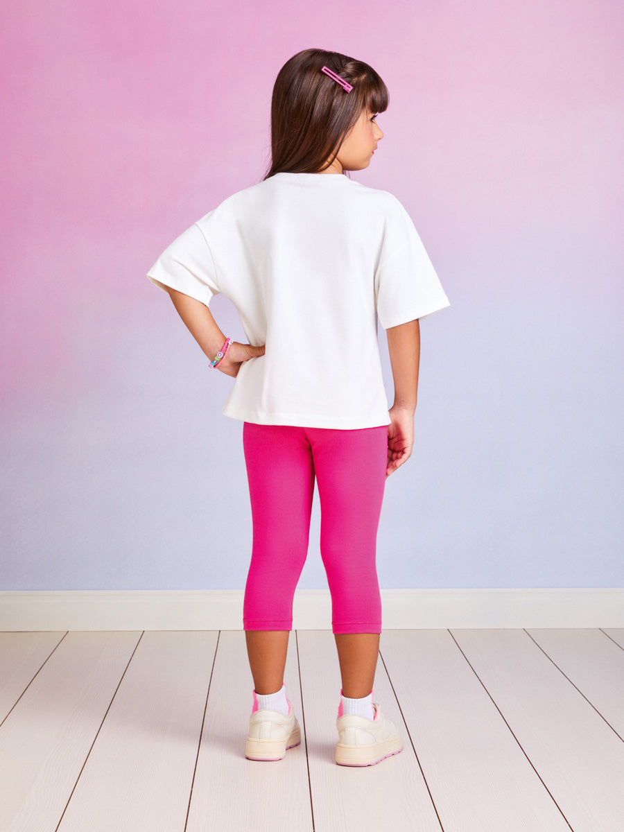 Conjunto Infantil Momi Verão Com Calça e Blusa Branca Brilhos