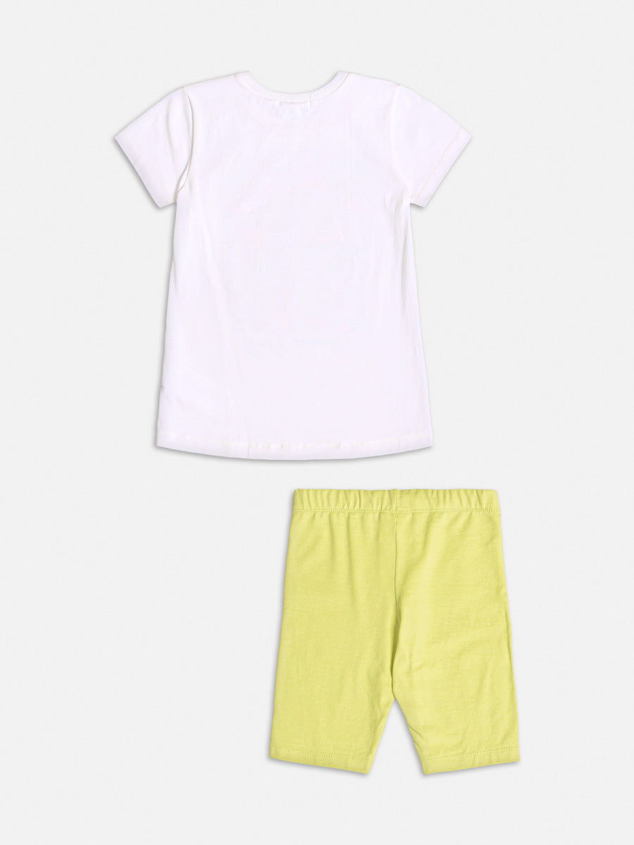 Conjunto Infantil Momi Verão Com Bermuda e Blusa Branca Limão