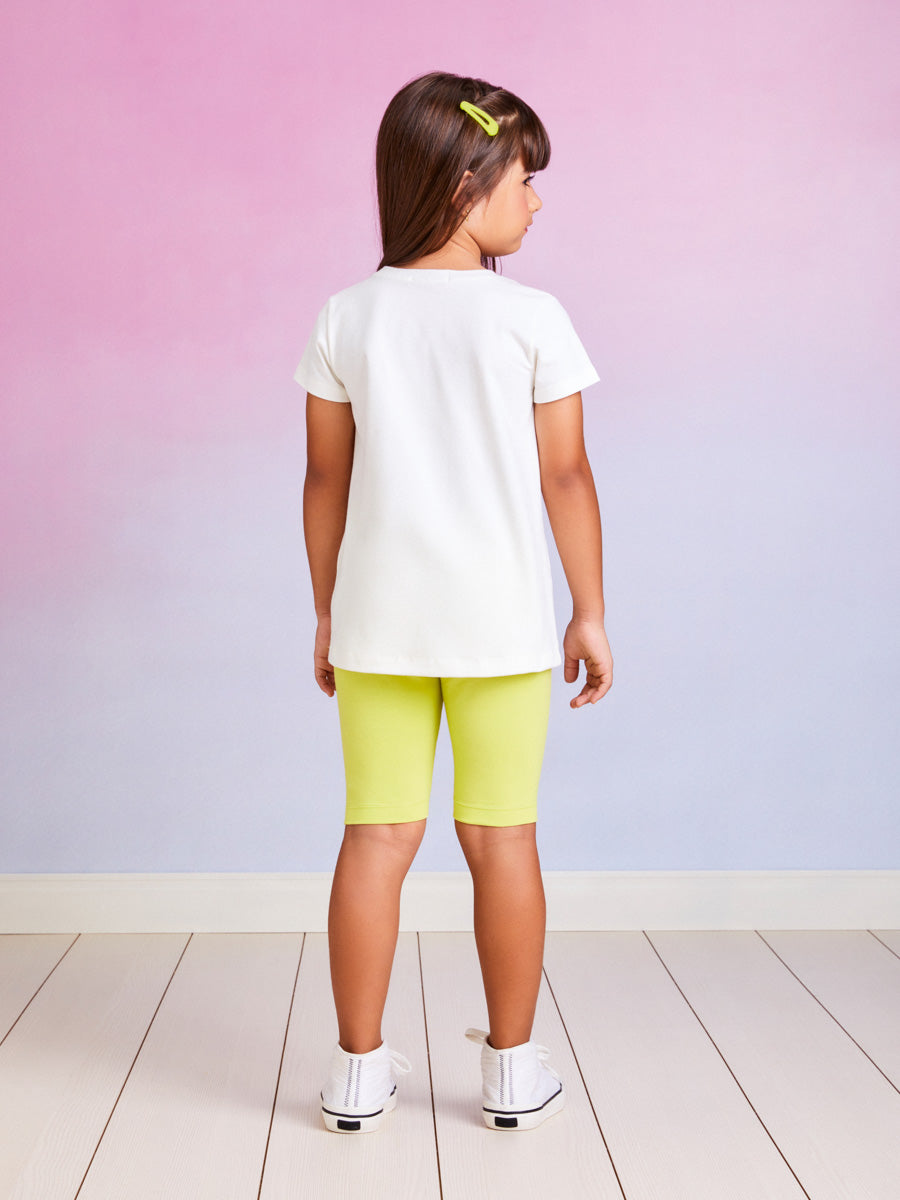 Conjunto Infantil Momi Verão Com Bermuda e Blusa Branca Limão