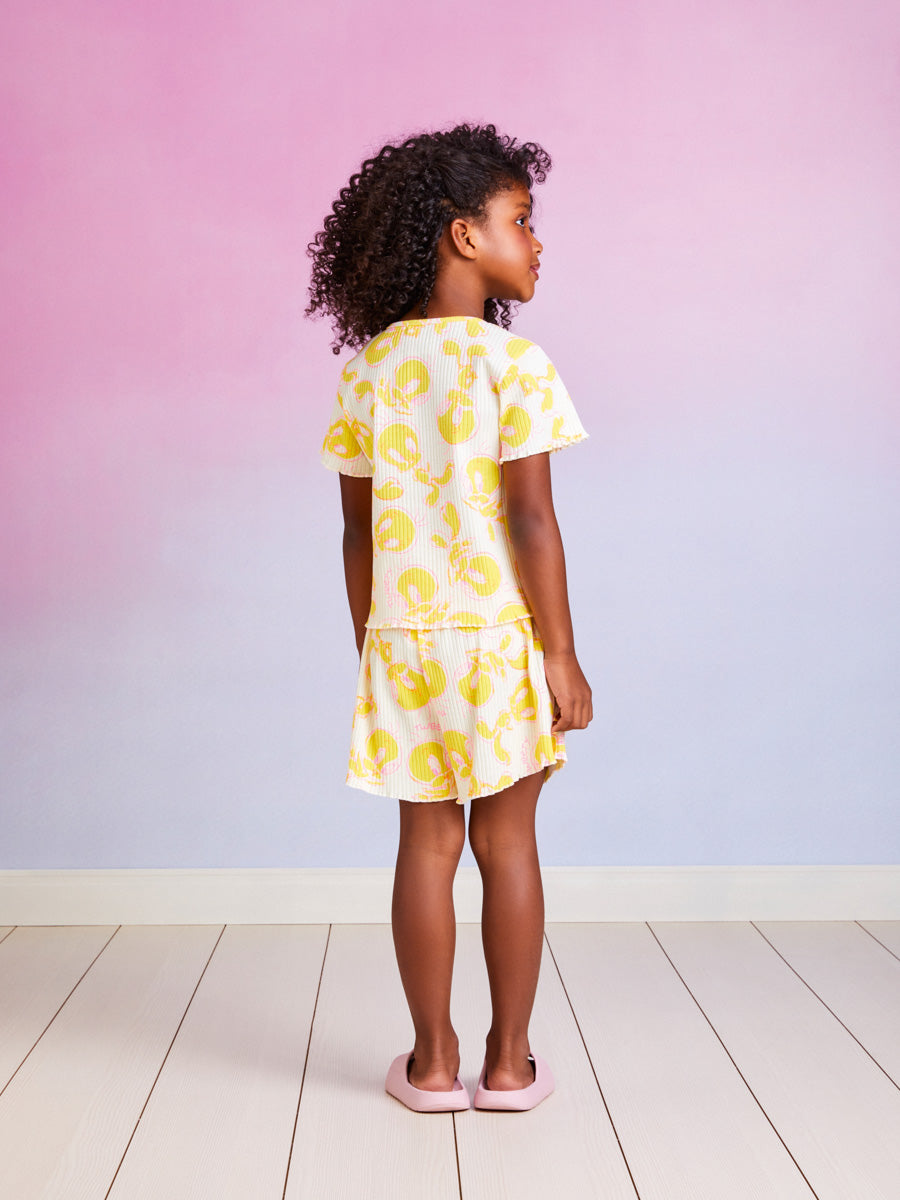 Pijama Infantil Momi Verão Com Shorts e Blusa Piu Piu Neon