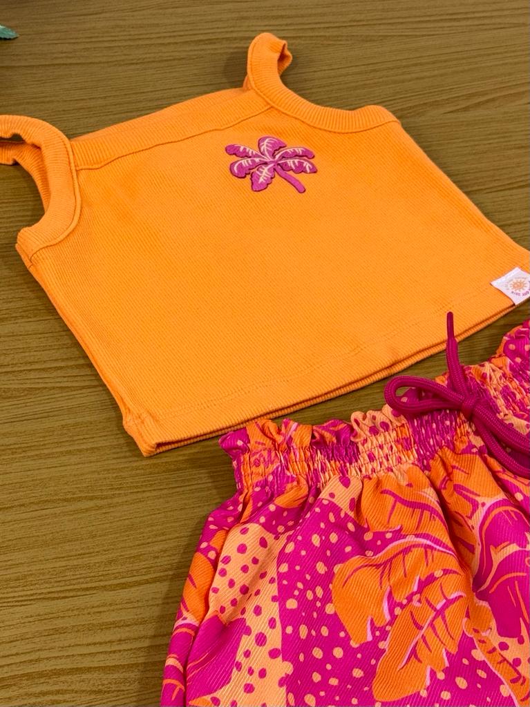 Conjunto Infantil Momi Verão Com Shorts e Blusa Coqueirinhos
