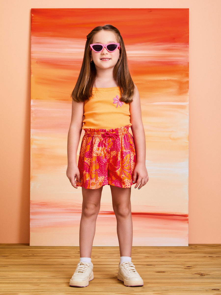 Conjunto Infantil Momi Verão Com Shorts e Blusa Coqueirinhos