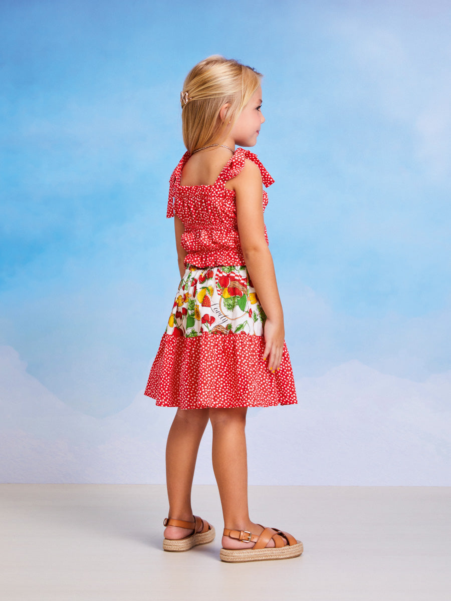 Conjunto Infantil Momi Verão Com Saia e Blusa Frutinha