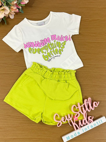 Conjunto Infantil Momi Verão Com Shorts e Blusa Sunshine