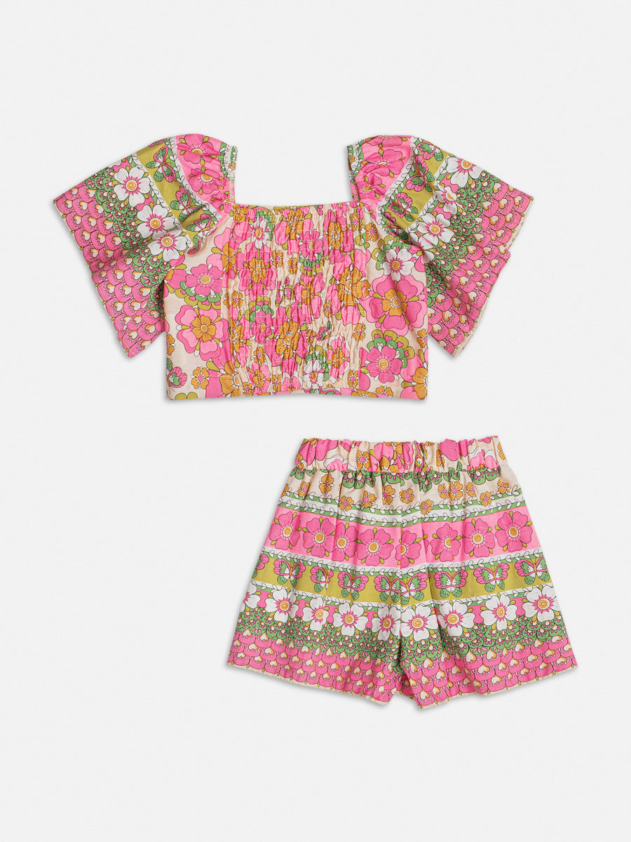 Conjunto Infantil Momi Verão Com Shorts e Blusa Flores