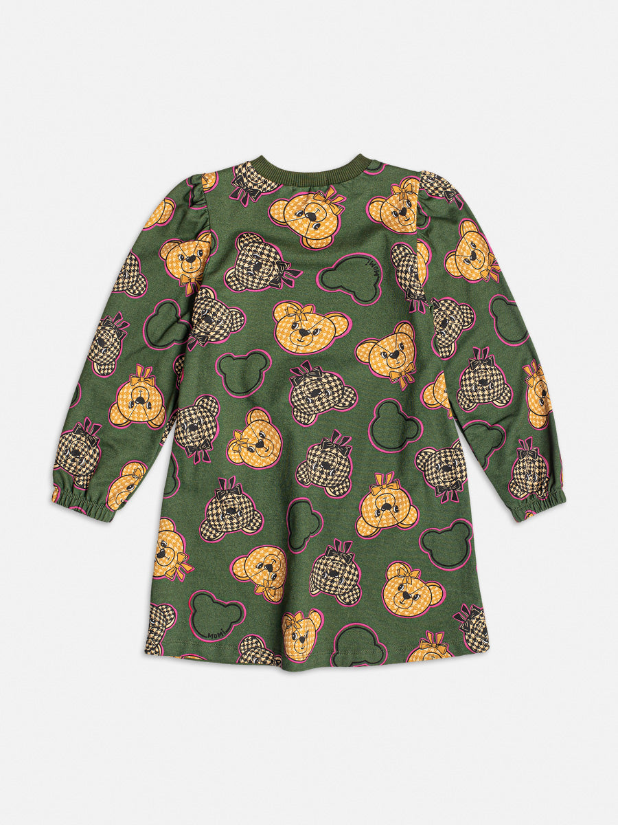 Vestido Infantil Momi Inverno Ursinho Verde