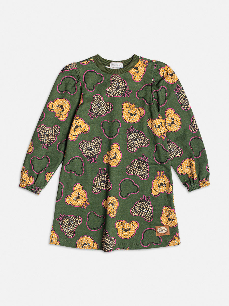 Vestido Infantil Momi Inverno Ursinho Verde
