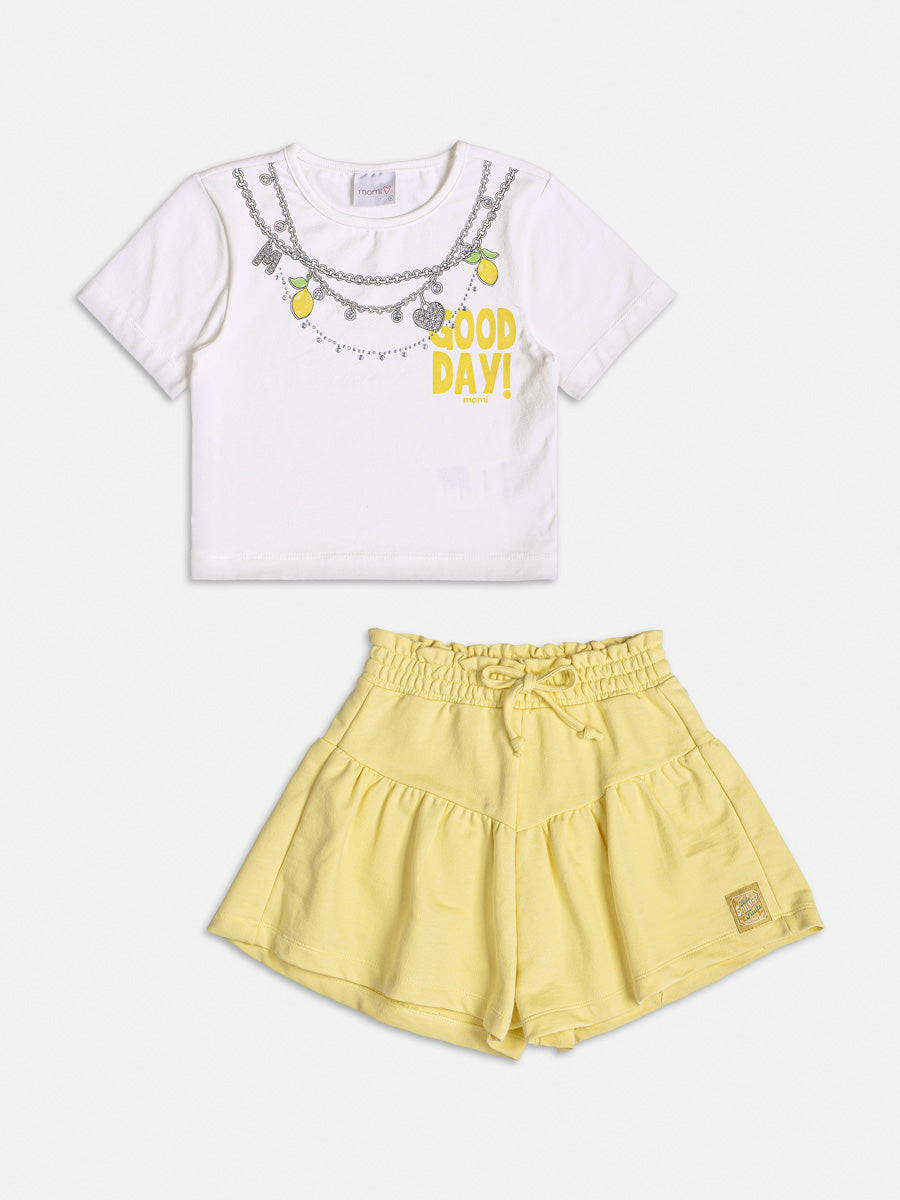 Conjunto Infantil Momi Verão Com Shorts e blusa Limão