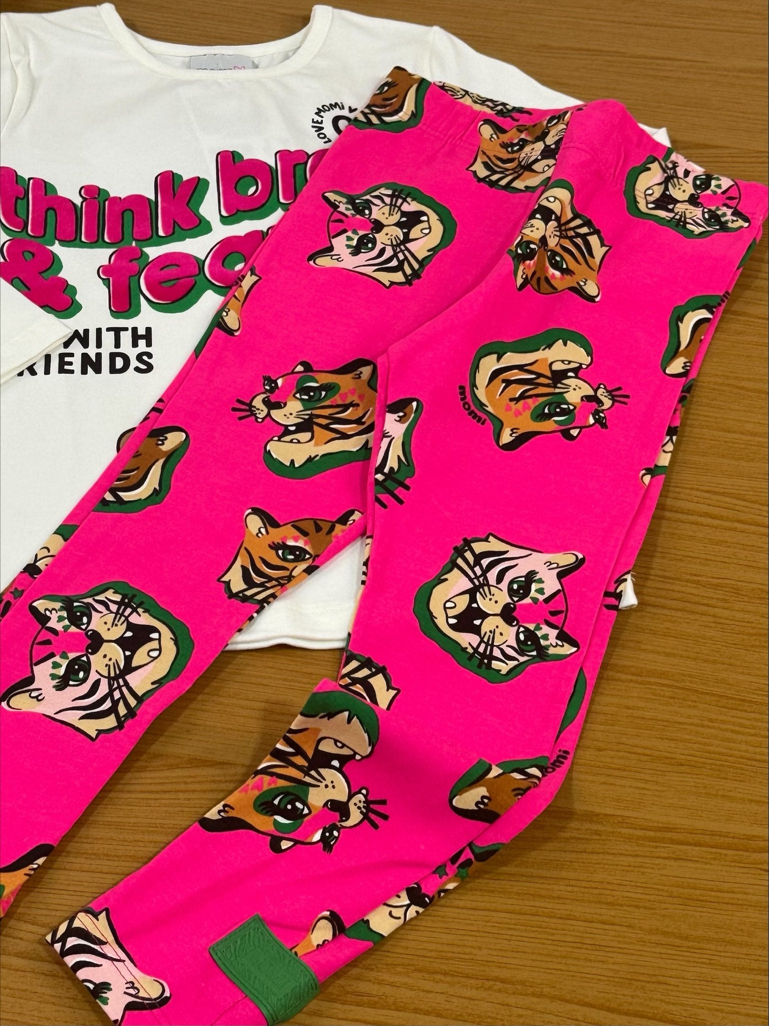 Conjunto Infantil Momi Inverno Legging Rosa e Blusa Tigre