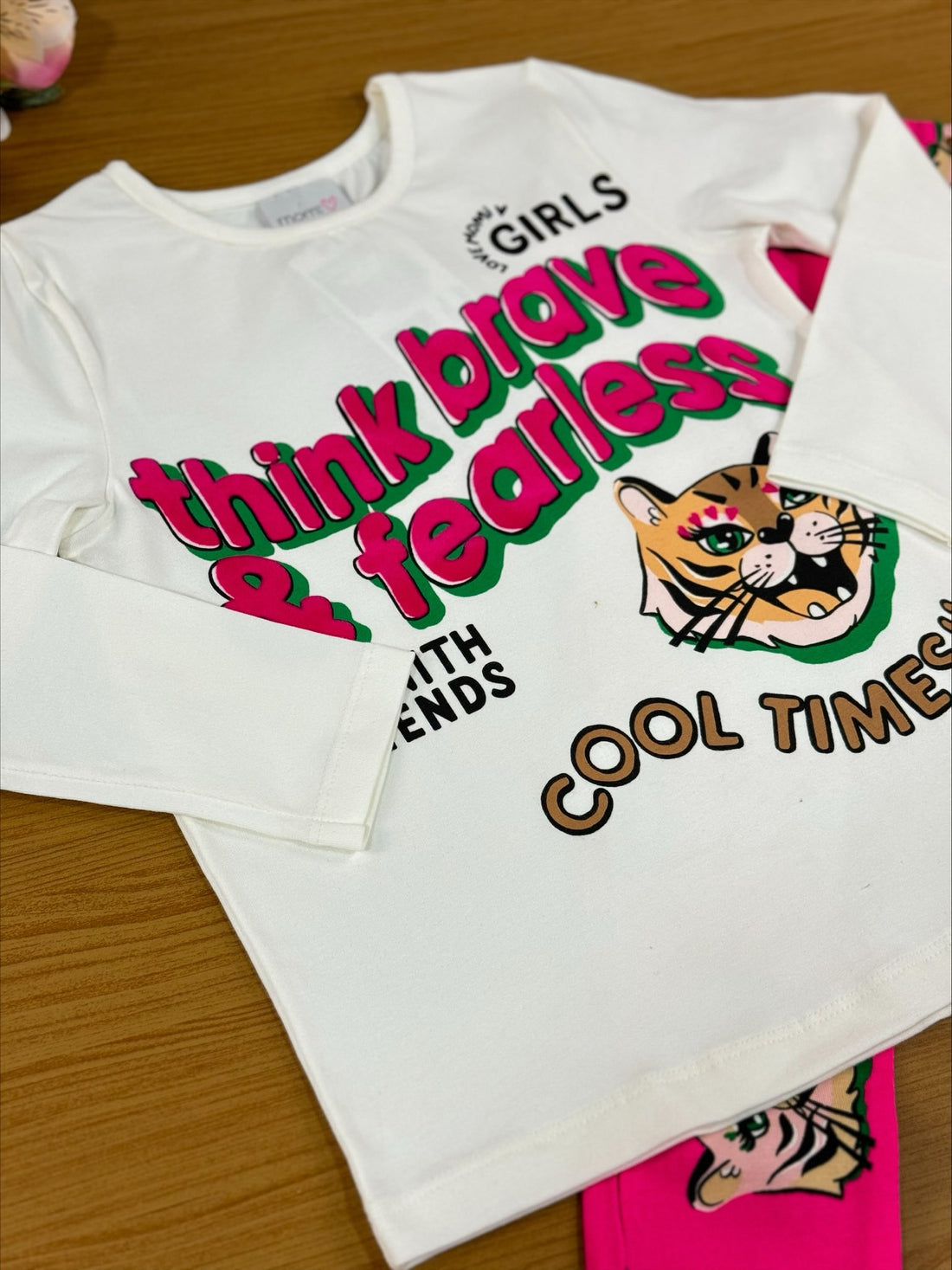 Conjunto Infantil Momi Inverno Legging Rosa e Blusa Tigre