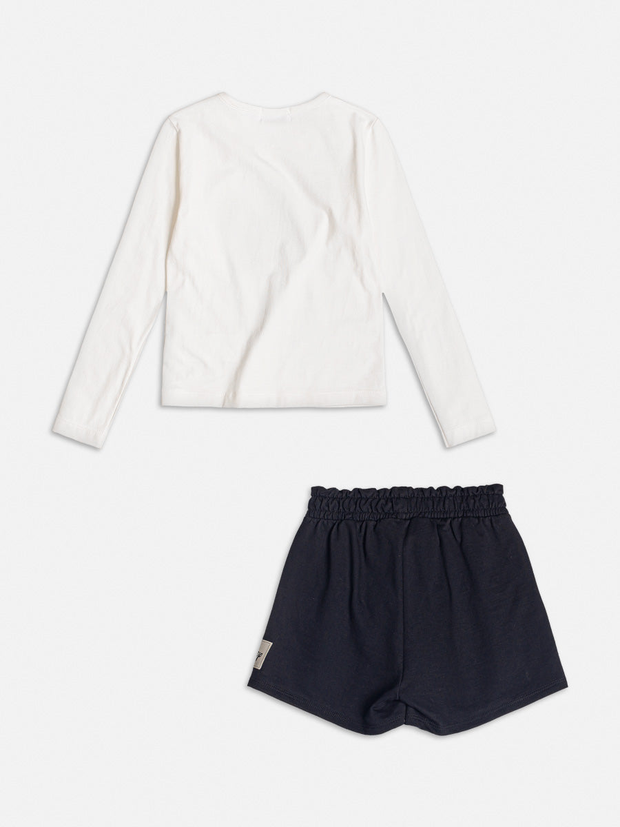 Conjunto Infantil Momi Inverno Shorts Preto e Blusa Margarida Disney