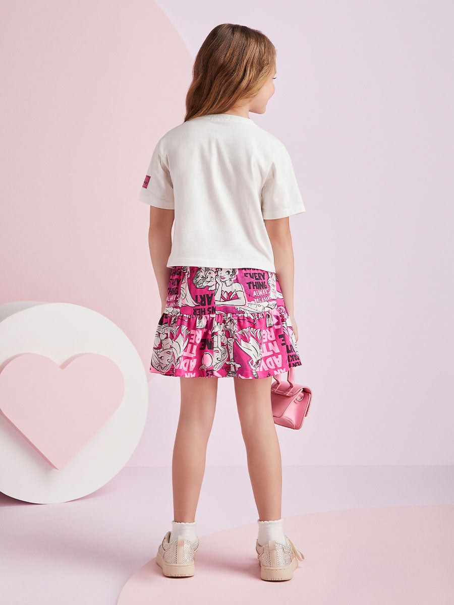 Conjunto Infantil Momi Inverno Saia e Blusa Manga Curta Princesas
