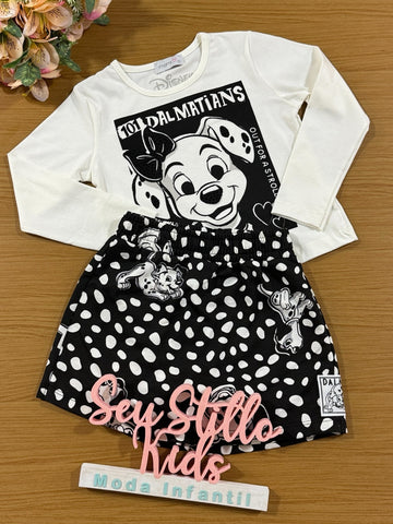 Conjunto Infantil Momi Inverno Shorts Saia e Blusa 101 Dálmatas