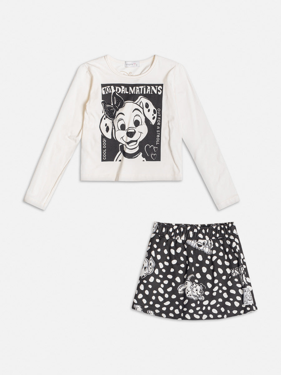 Conjunto Infantil Momi Inverno Shorts Saia e Blusa 101 Dálmatas