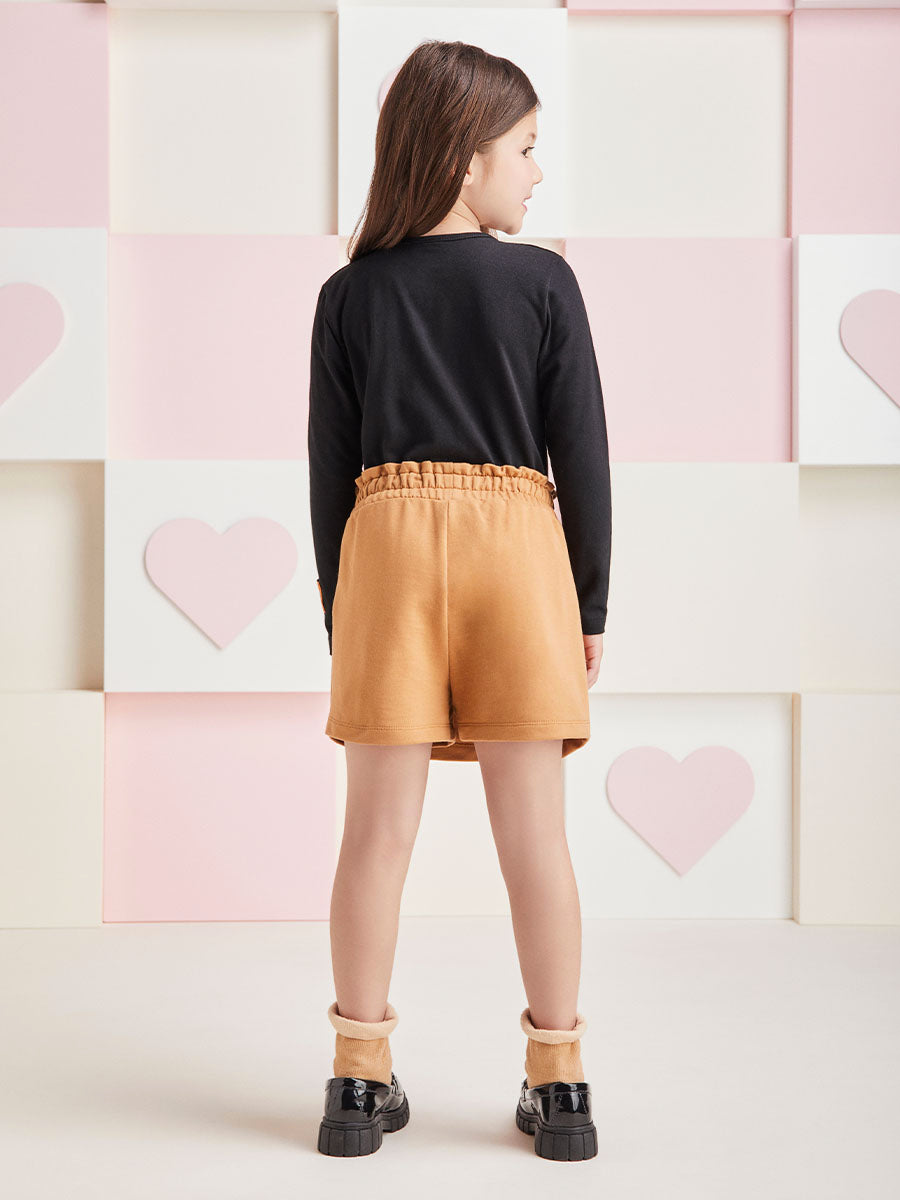 Conjunto Infantil Momi Inverno Shorts Saia e Blusa Preta Love