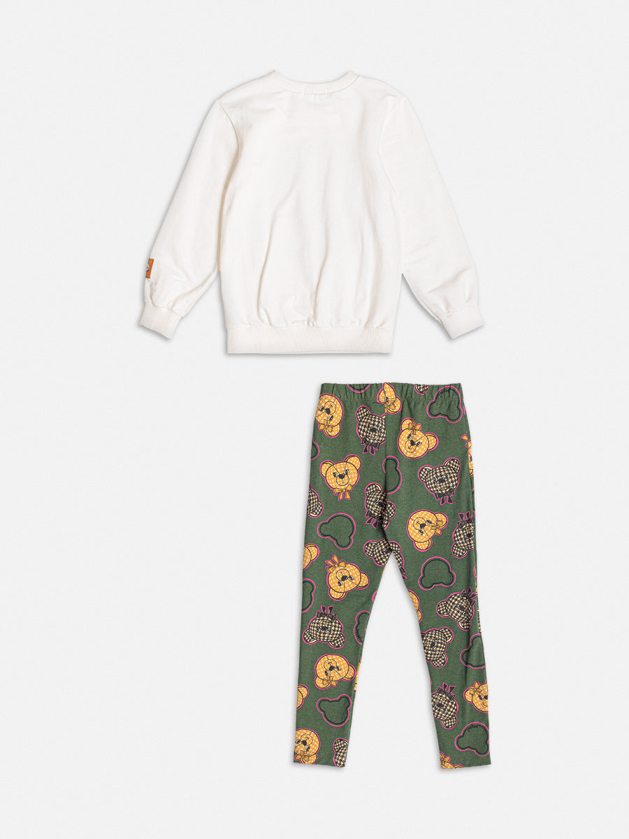 Conjunto Infantil Momi Inverno Calça Verde e Moletom Sem Flanela Ursinho