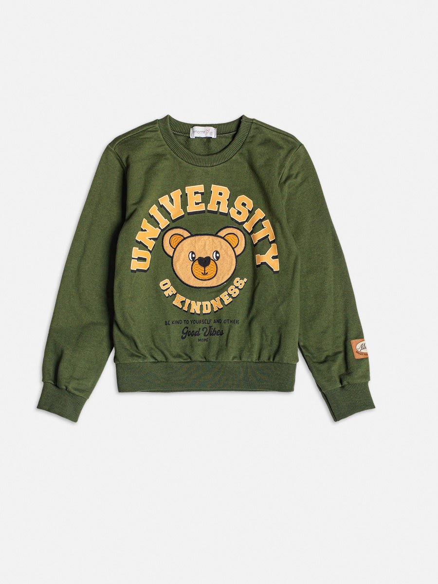 Moletom Infantil Momi Inverno Verde Militar Urso