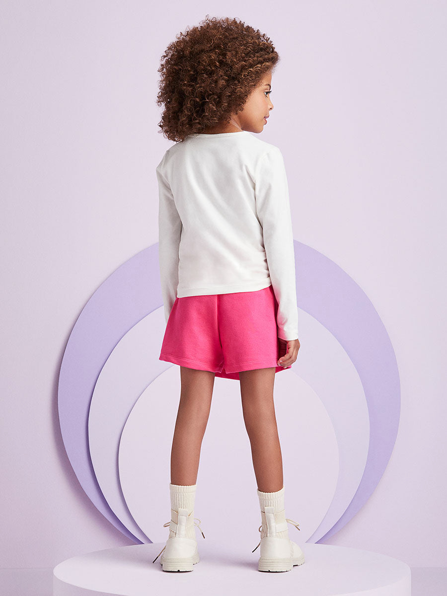 Conjunto Infantil Momi Inverno Shorts Saia Pink e Blusa Oncinha