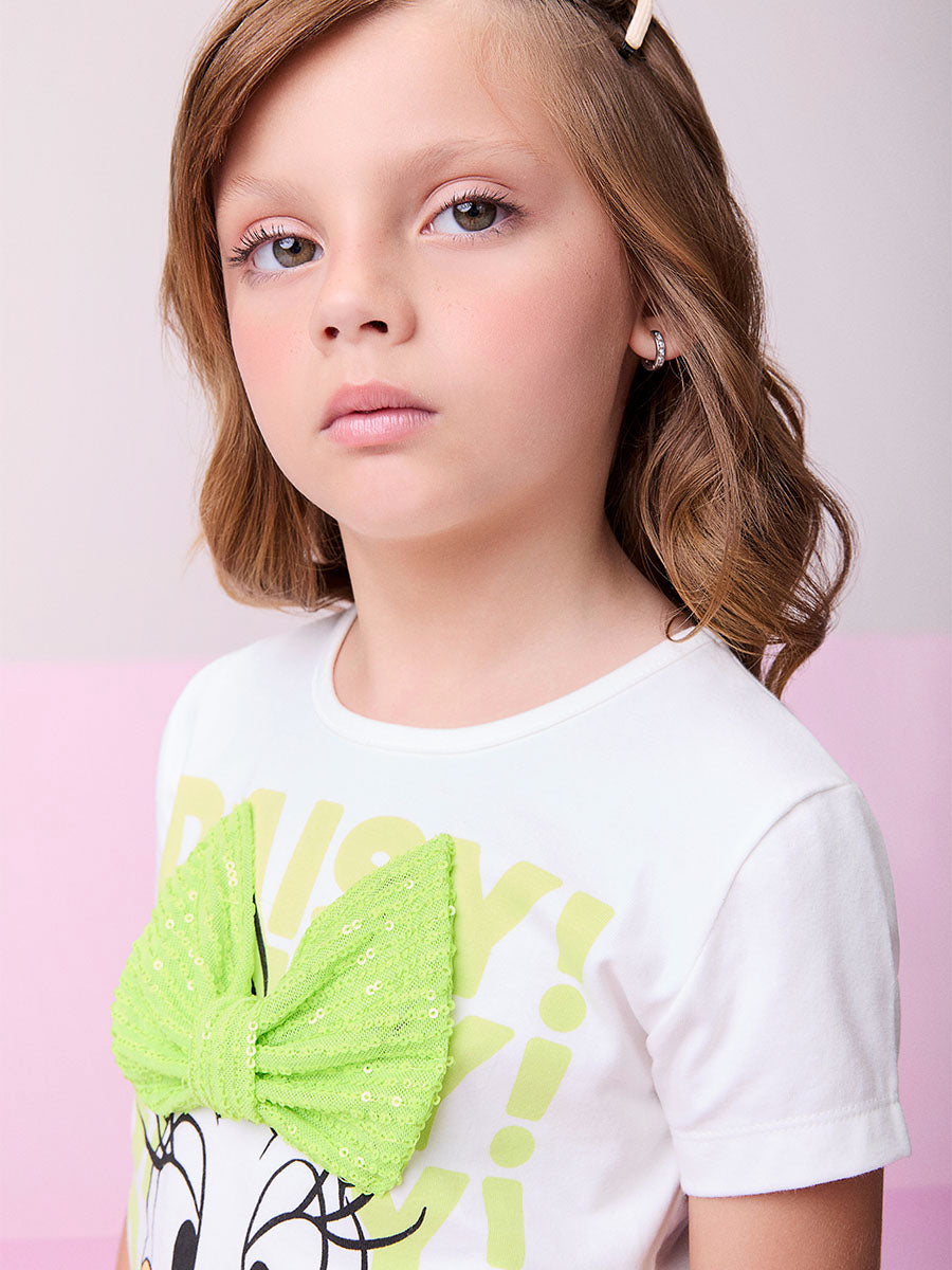 Conjunto Infantil Momi Verão Shorts Verde e Blusa Margarida Disney