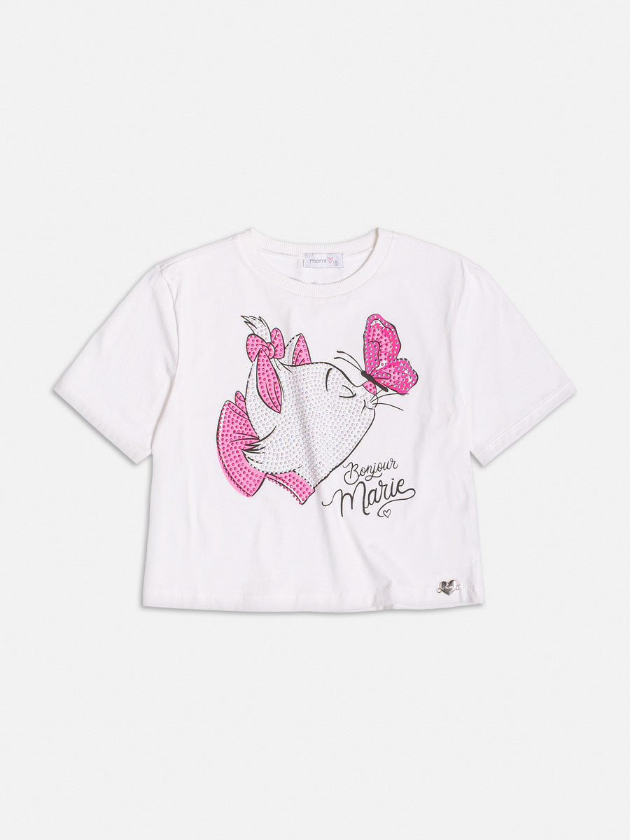 Conjunto Infantil Momi Verão Saia Tule e Blusa Gatinha Marie