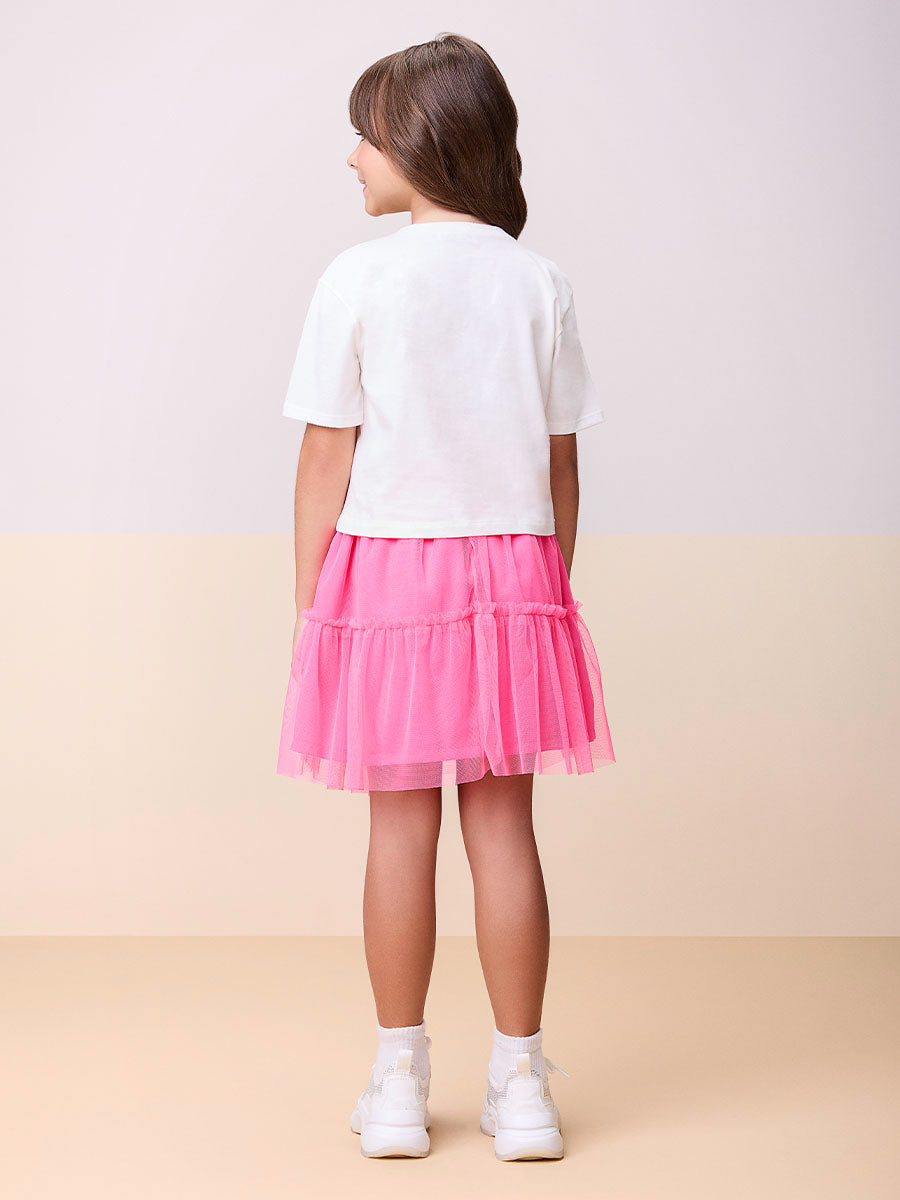 Conjunto Infantil Momi Verão Saia Tule e Blusa Gatinha Marie