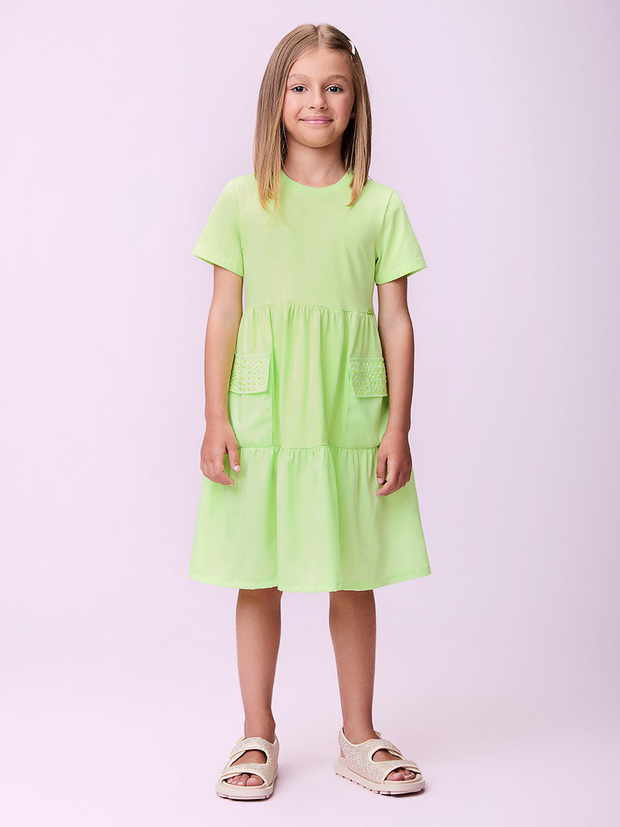 Vestido Infantil Momi Verão Verde Soft