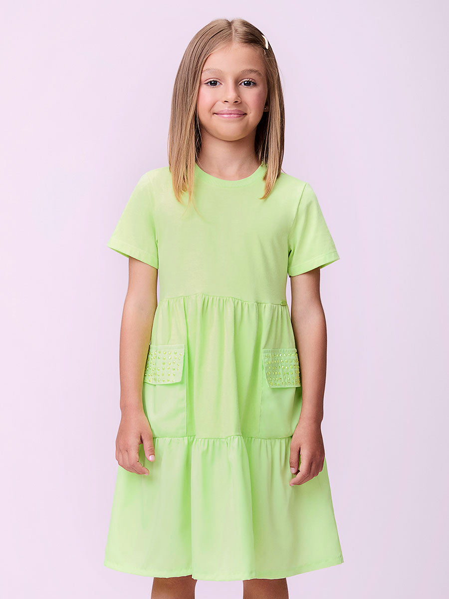 Vestido Infantil Momi Verão Verde Soft