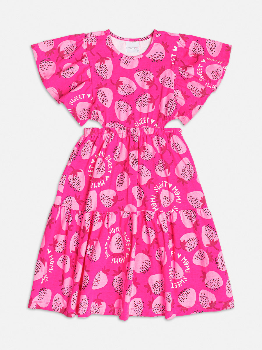 Vestido Infantil Momi Verão Rosa Pink Morangos