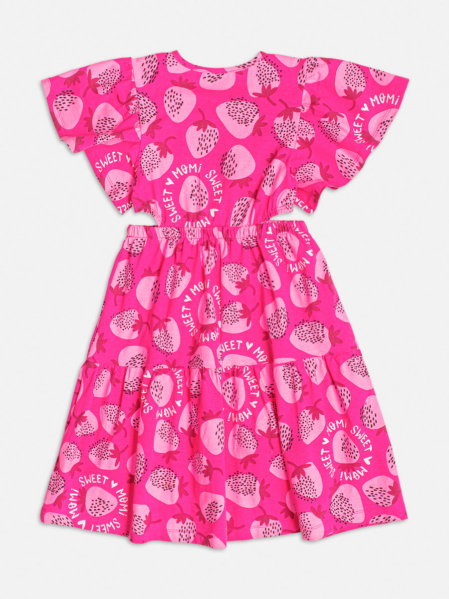 Vestido Infantil Momi Verão Rosa Pink Morangos
