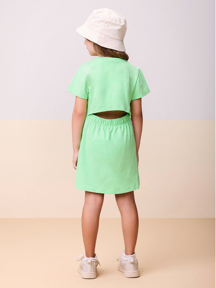 Vestido Infantil Momi Verão Verde Bolsinha