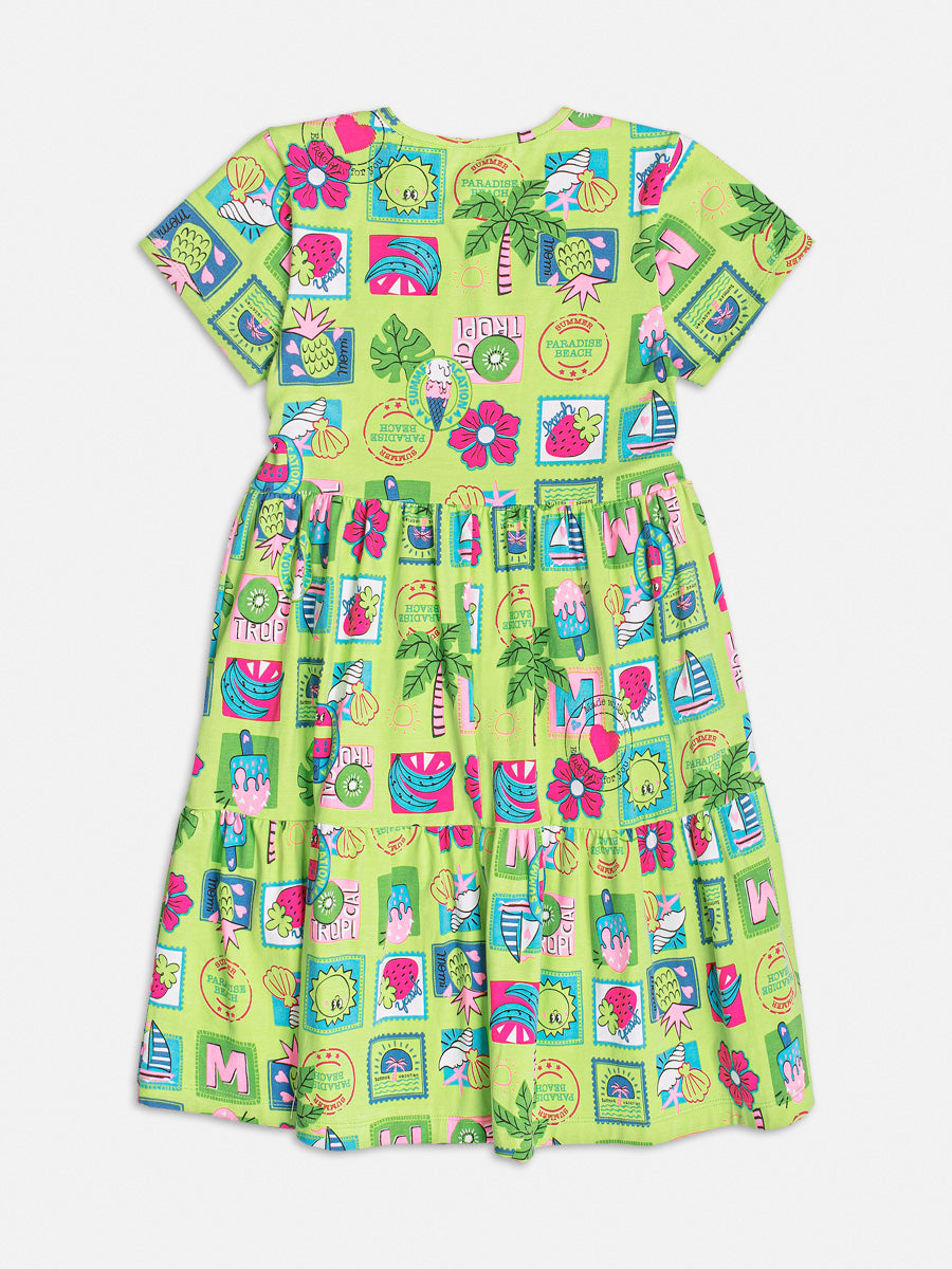 Vestido Infantil Momi Verão Verde Tropical