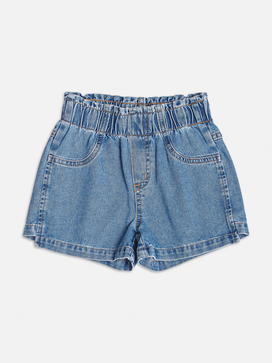 Conjunto Infantil Momi Verão Shorts Jeans e Blusa Pequena Sereia Disney