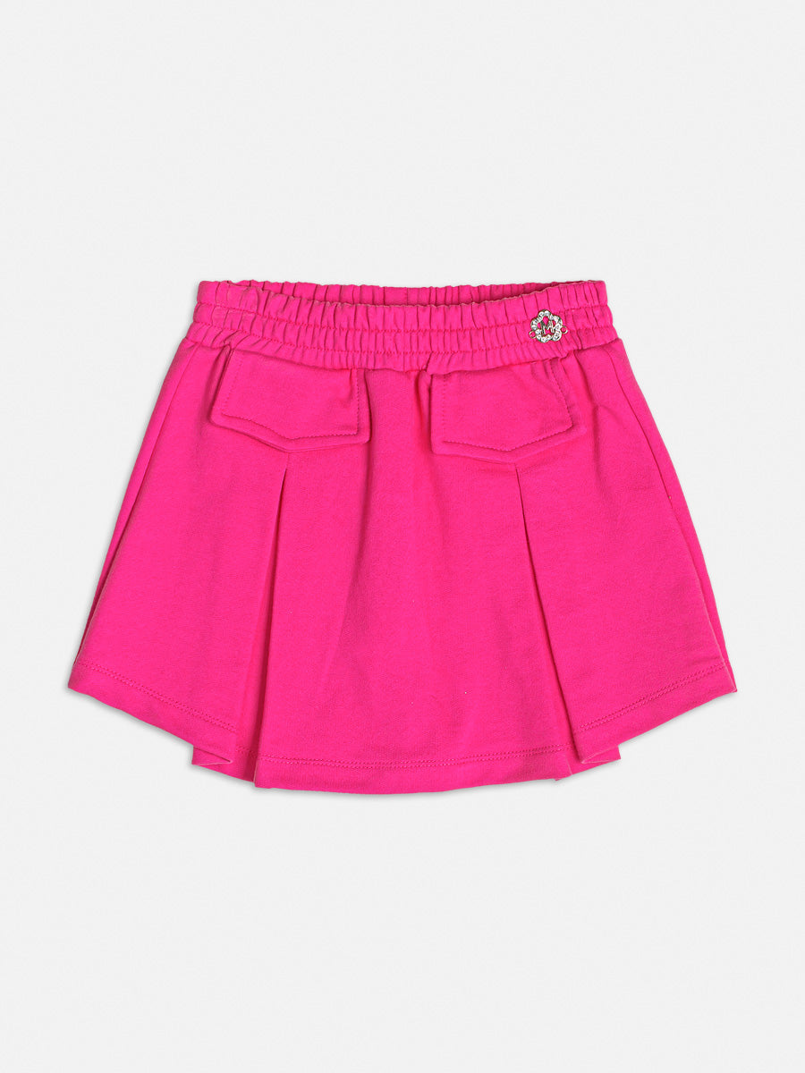 Conjunto Infantil Momi Verão Shorts Saia Rosa e Blusa Flor