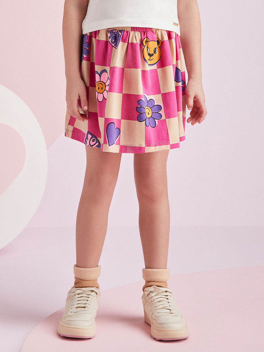 Conjunto Infantil Momi Inverno Saia e Blusa Manga Curta Florzinha