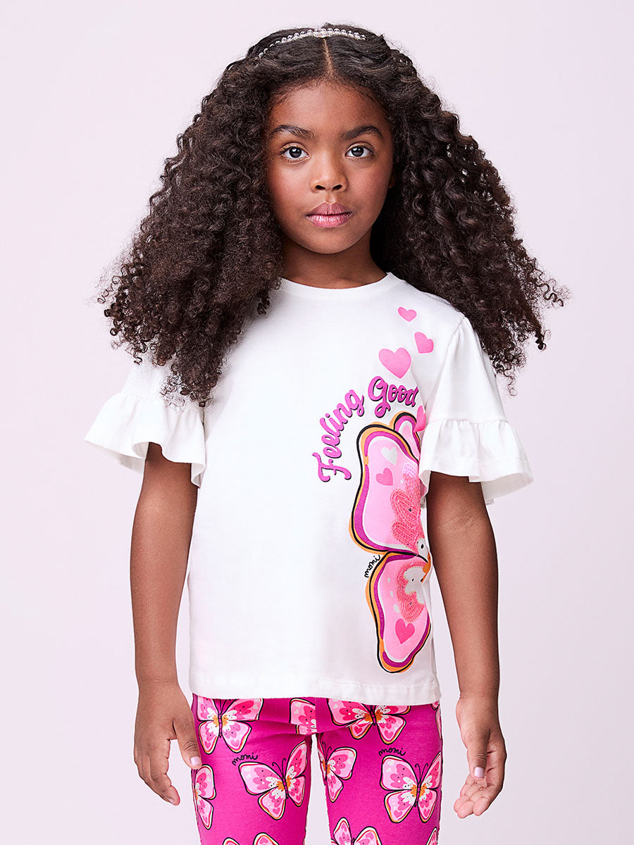 Conjunto Infantil Momi Verão Shorts Ciclista e Blusa Borboleta