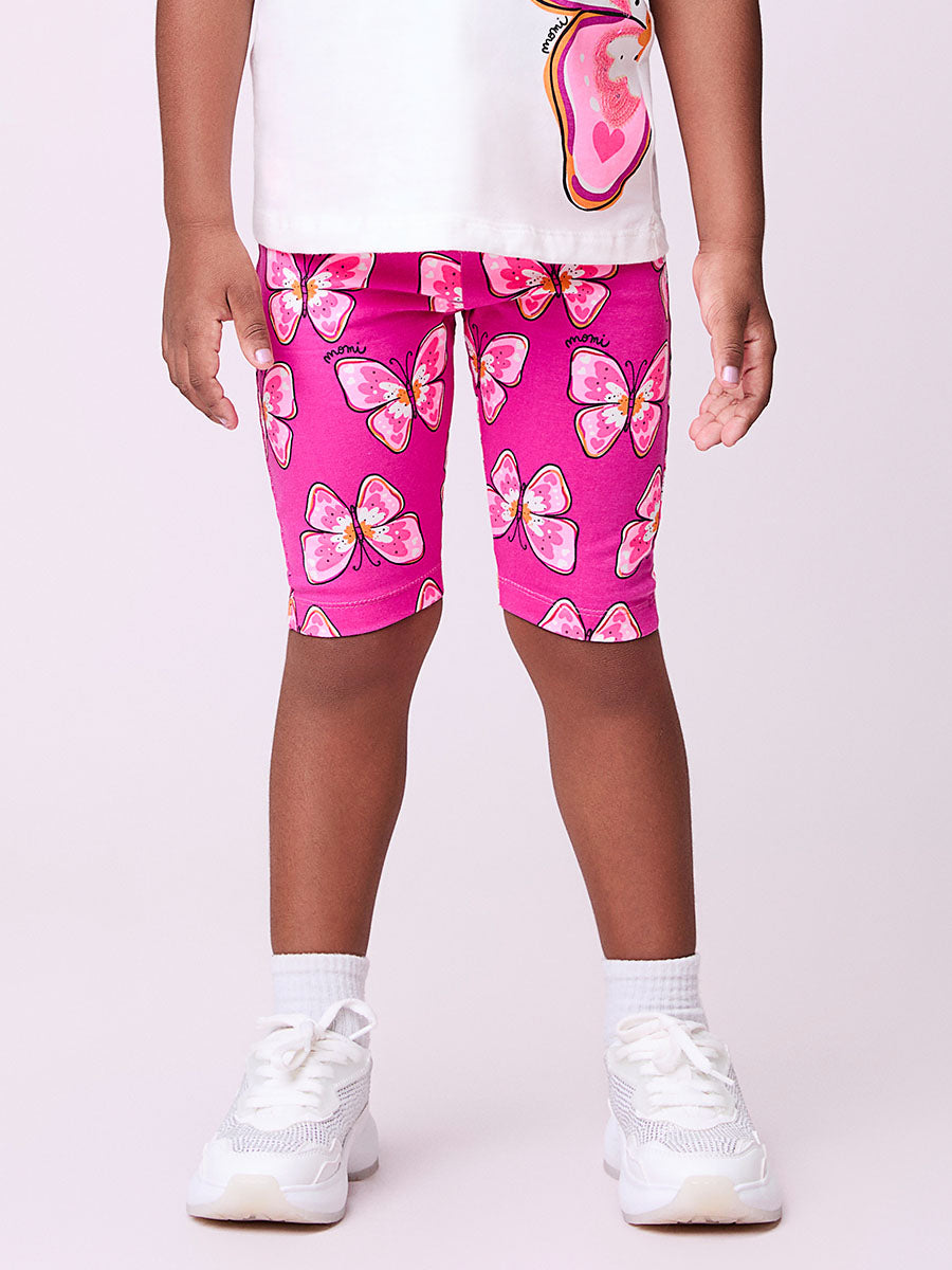 Conjunto Infantil Momi Verão Shorts Ciclista e Blusa Borboleta