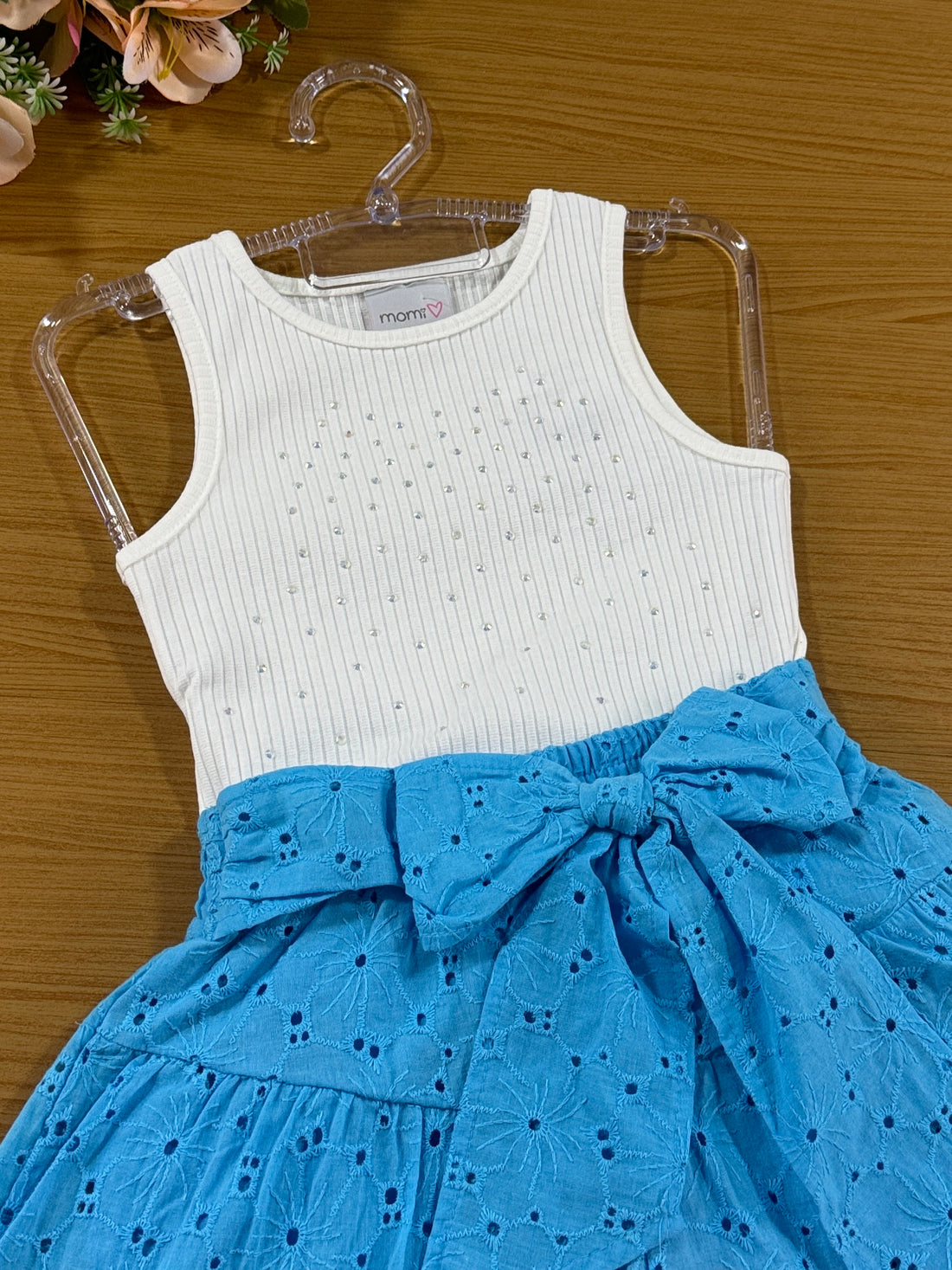 Conjunto Infantil Momi Verão Shorts Laise Azul e Blusa