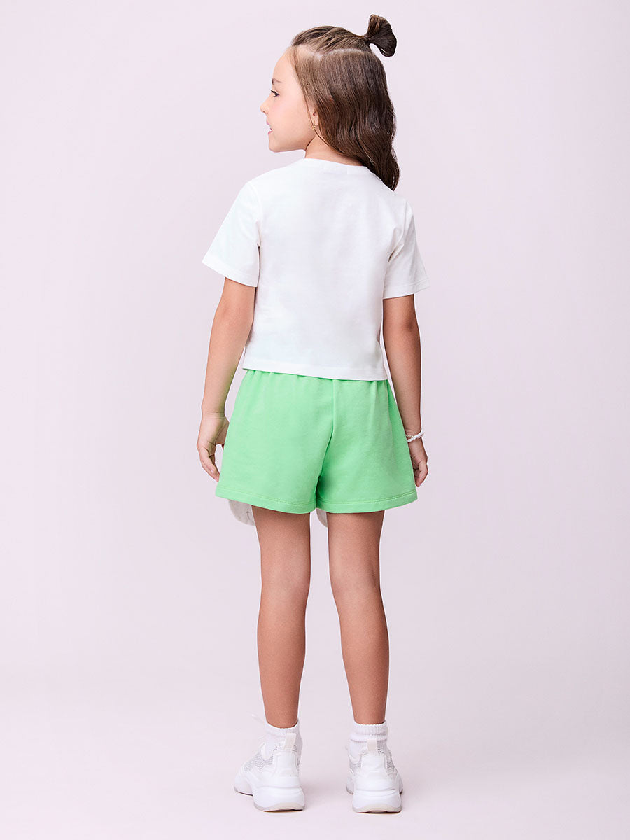 Conjunto Infantil Momi Verão Short Verde com Blusa Branca