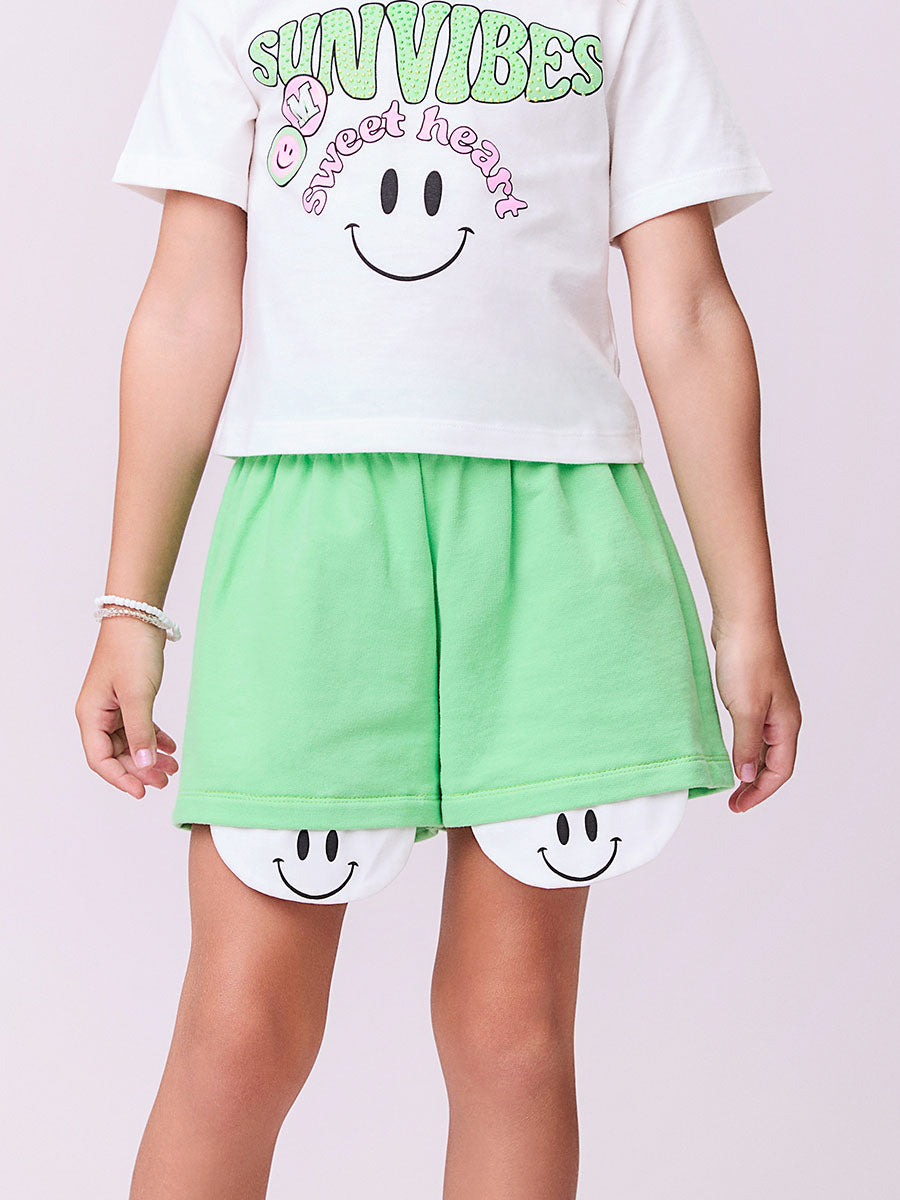 Conjunto Infantil Momi Verão Short Verde com Blusa Branca