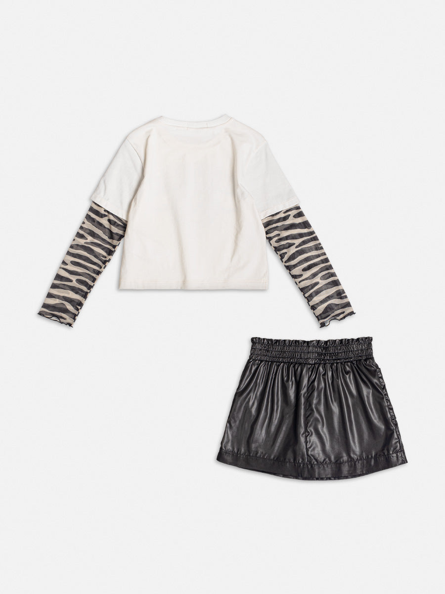 Conjunto Infantil Momi Inverno Saia e Blusa Tigre