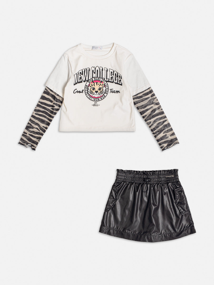 Conjunto Infantil Momi Inverno Saia e Blusa Tigre