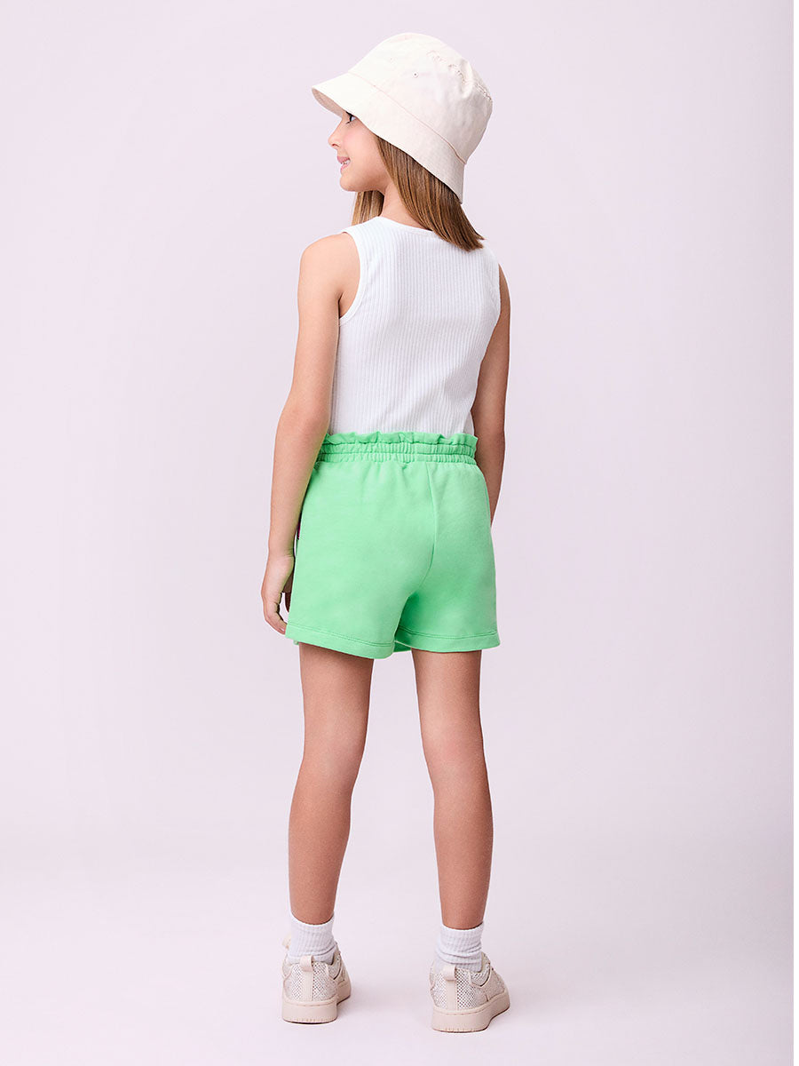 Conjunto Infantil Momi Verão Shorts Saia Verde e Regata Summer