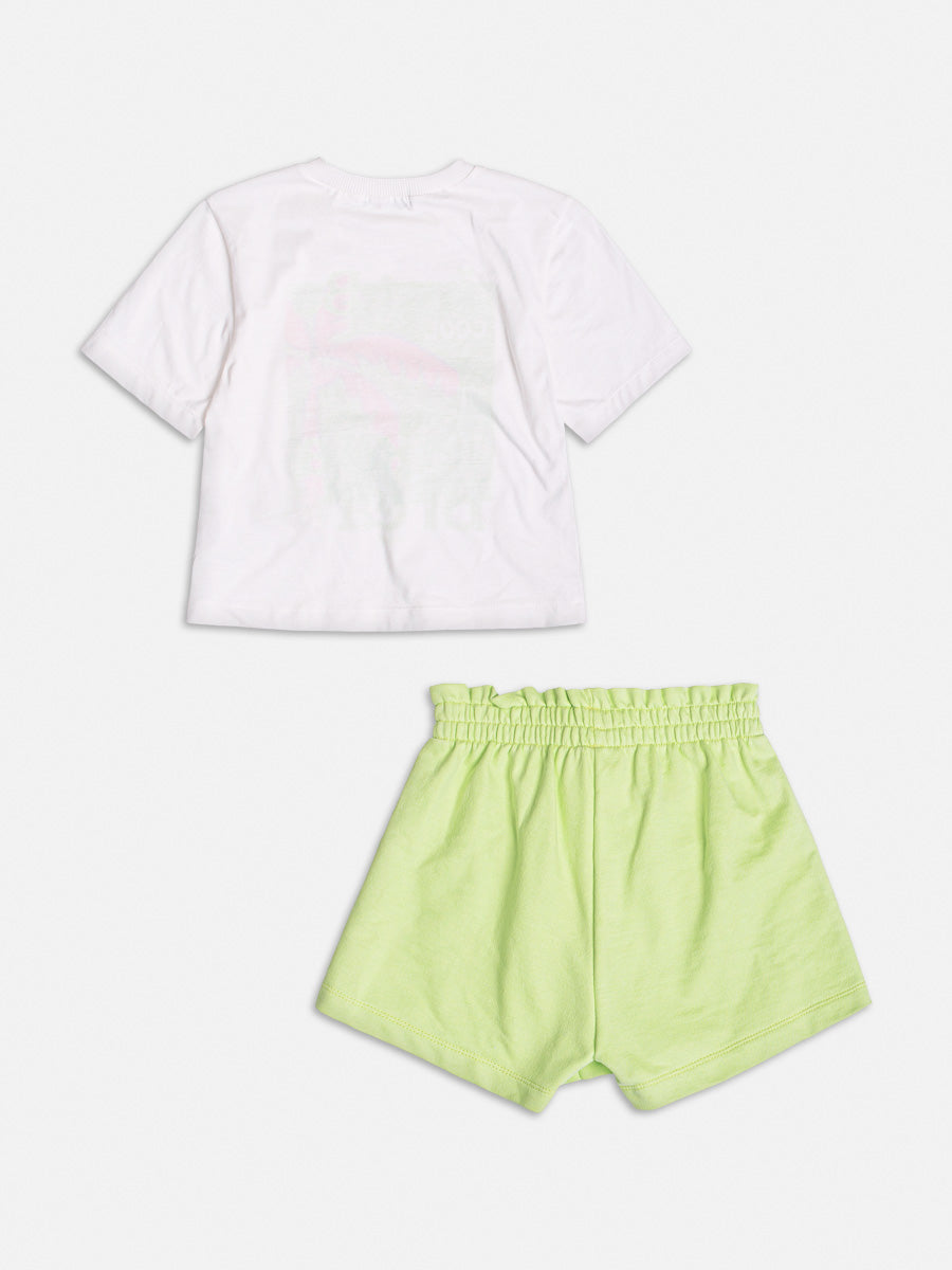 Conjunto Infantil Momi Verão Shorts Verde e Blusa Coqueiro