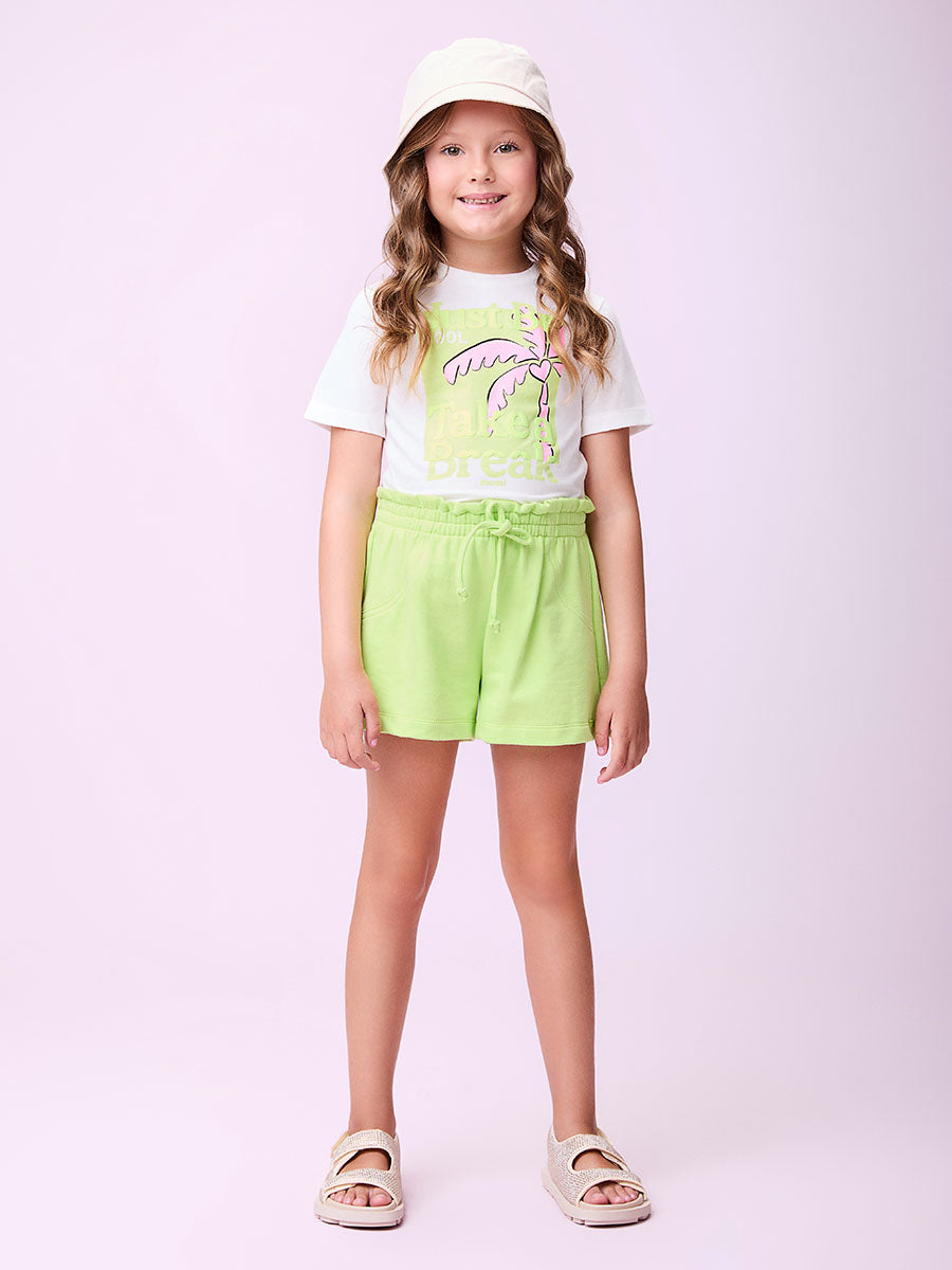 Conjunto Infantil Momi Verão Shorts Verde e Blusa Coqueiro