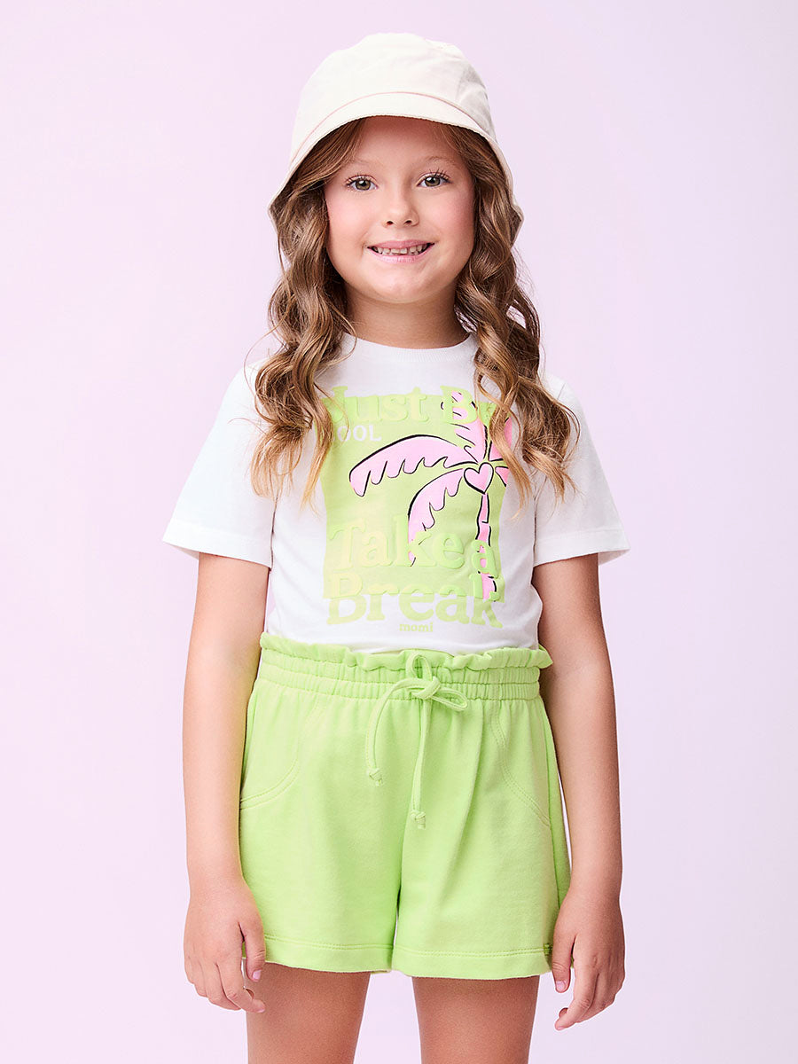 Conjunto Infantil Momi Verão Shorts Verde e Blusa Coqueiro