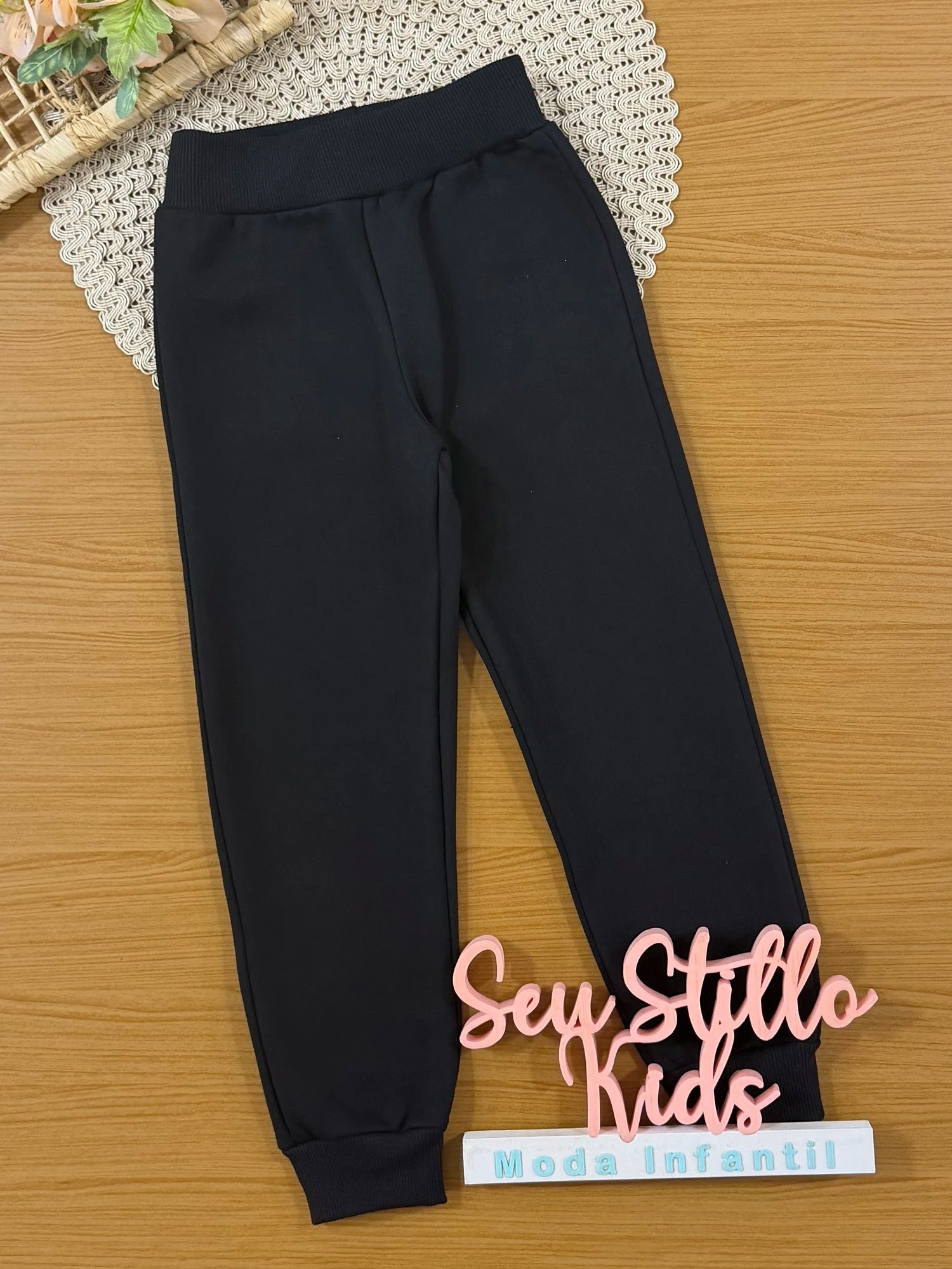Calça Moletom Infantil Brandili Menina Flanelada Preta