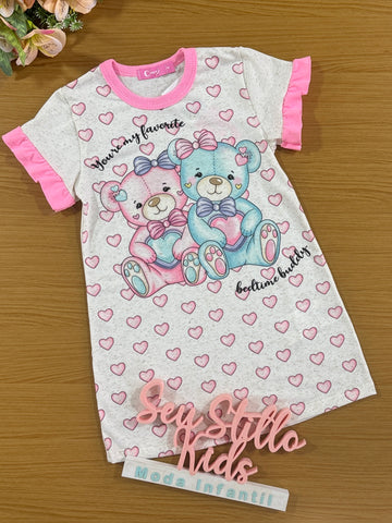 Camisola Infantil Cinti Verão Rosa Ursinhos