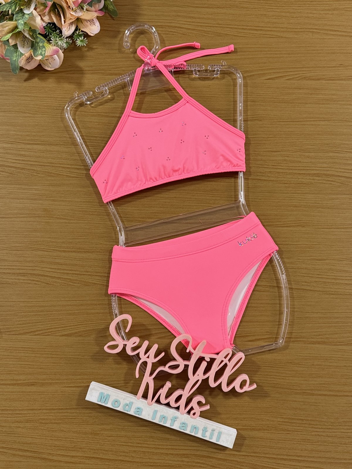 Biquini Infantil Kukie Verão Rosa Neon