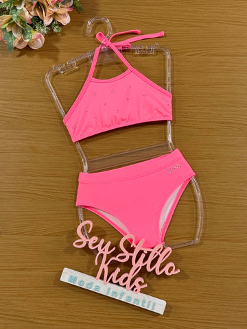 Biquini Infantil Kukie Verão Rosa Neon